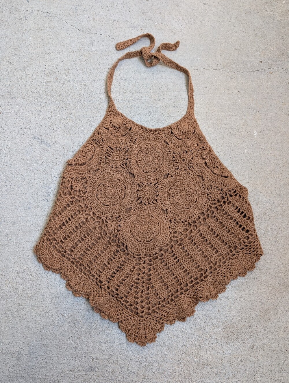 Y2K Wet seal Crochet Halter Top Size M Crochet Halter Top Brown